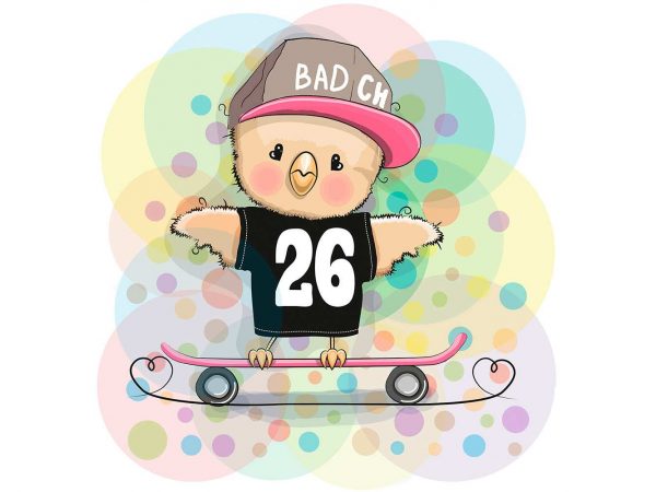 Vinilo Infantil Pajaro Skate | Carteles XXL - Impresión carteleria publicitaria