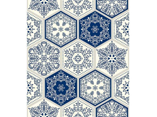 Fotomural Vinilo Zen Mosaico Azul y Blanco | Carteles XXL - Impresión carteleria publicitaria