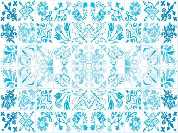 Alfombra PVC Mosaicos Modernos Azules | Carteles XXL - Impresión carteleria publicitaria