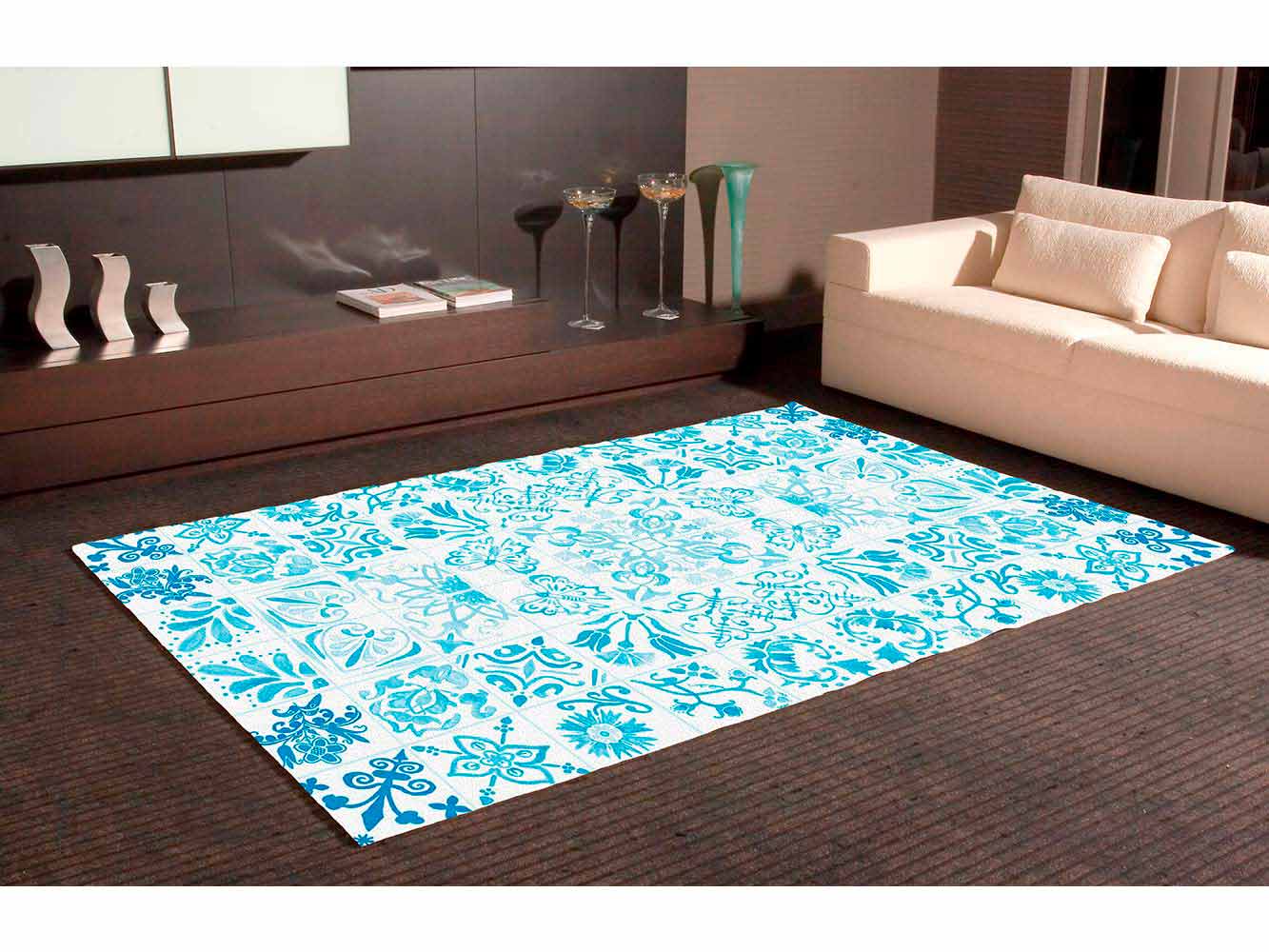 Alfombra PVC Mosaicos Modernos Azules | Carteles XXL - Impresión carteleria publicitaria