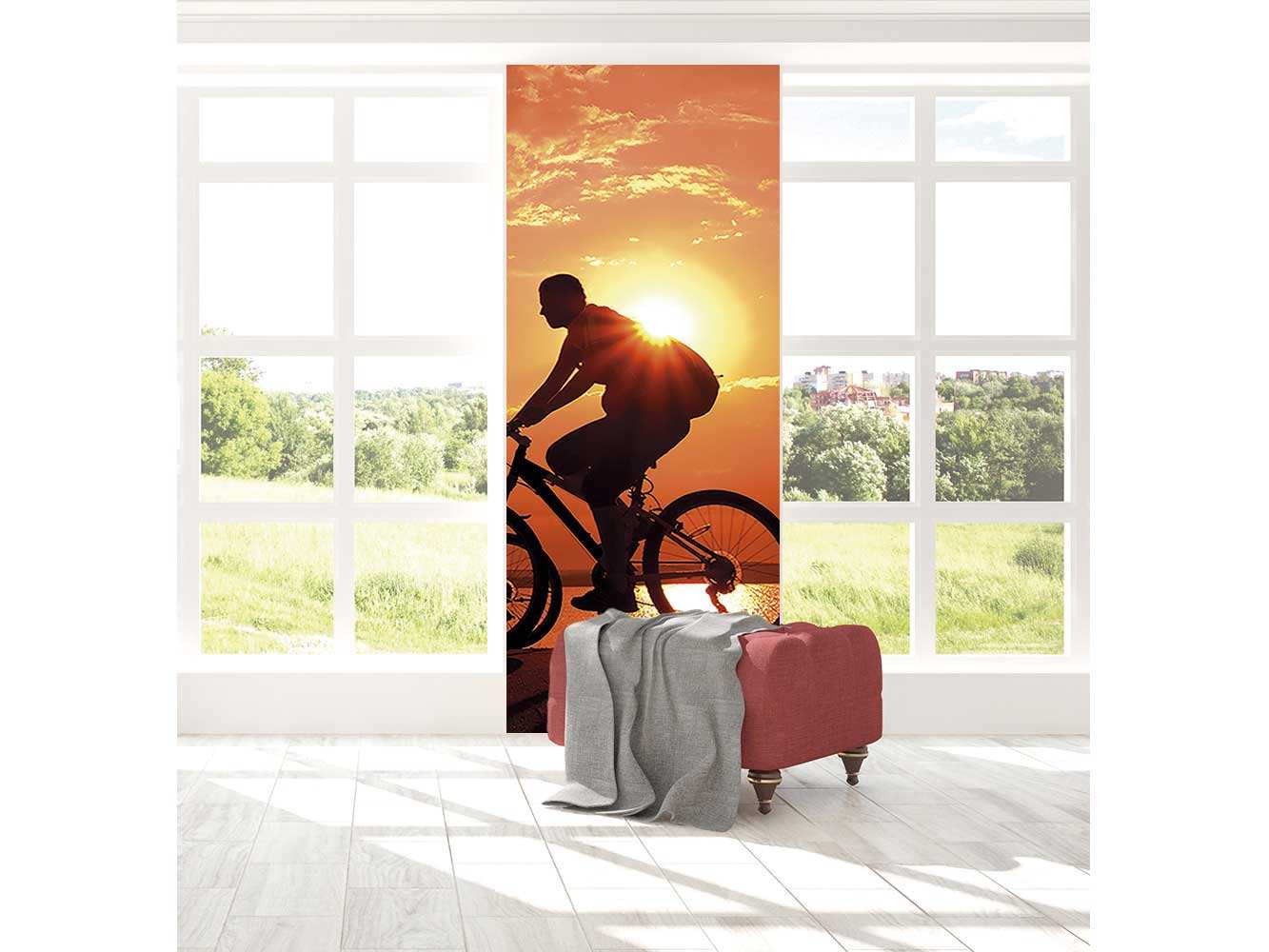 Cenefa Vertical Ciclista al Atardecer | Carteles XXL - Impresión carteleria publicitaria