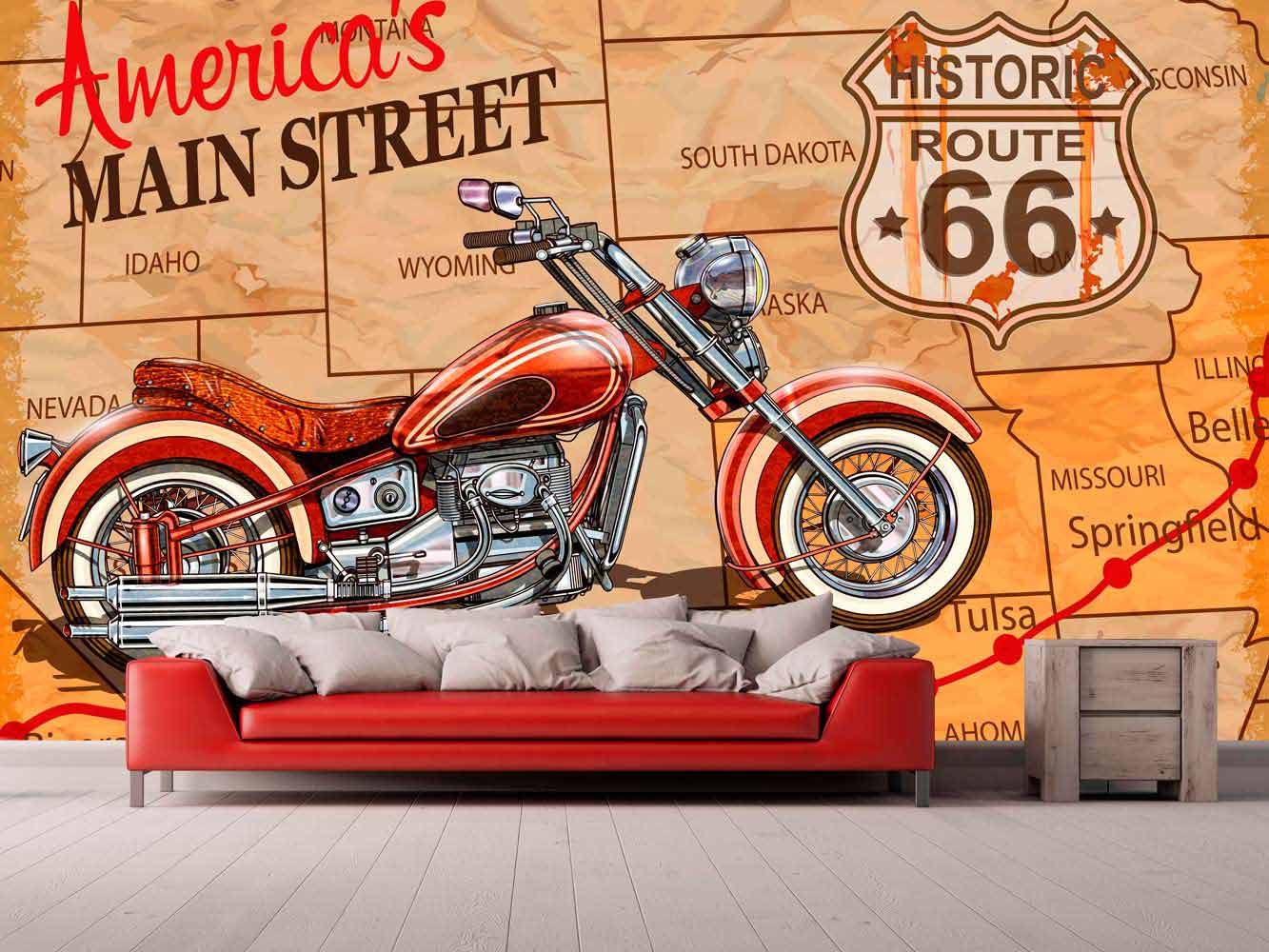 Fotomural Papel Pintado Moto Americana | Carteles XXL - Impresión carteleria publicitaria
