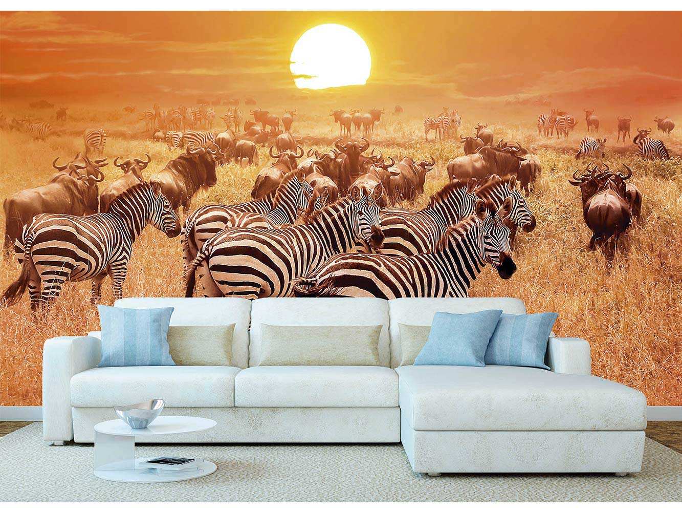 Fotomural Vinilo Africano Cebras y Ñus | Carteles XXL - Impresión carteleria publicitaria