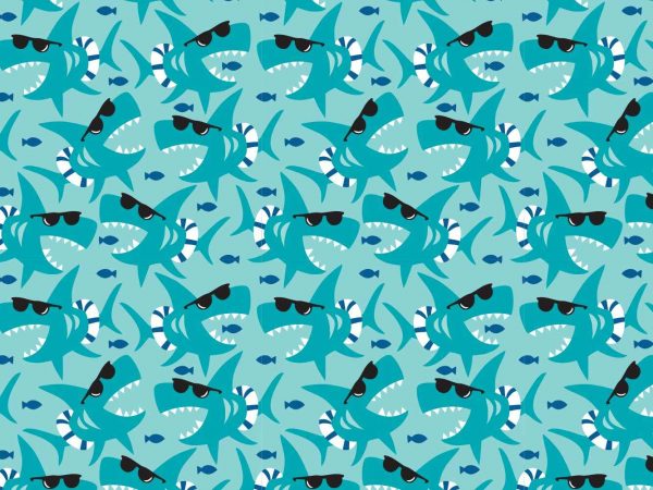 Fotomural Vinilo Infantil Tiburones Gafas de Sol | Carteles XXL - Impresión carteleria publicitaria