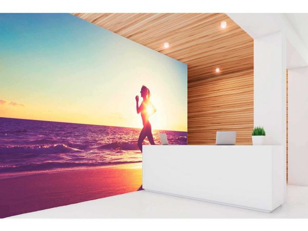 Fotomural Vinilo Running Atardecer en la Playa | Carteles XXL - Impresión carteleria publicitaria