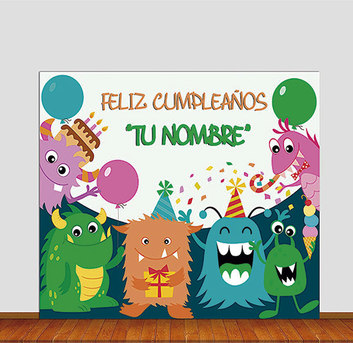 Photocall Fiesta Feliz Cumpleaños Monstruos | Carteles XXL - Impresión carteleria publicitaria