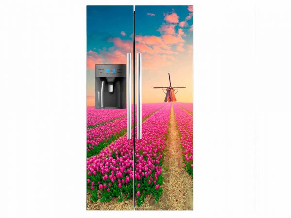 Vinilo Frigorífico Americano Tulipanes Rosa | Carteles XXL - Impresión carteleria publicitaria