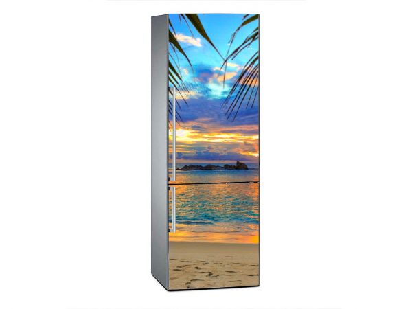 Vinilo Frigorífico Amanecer Playa Tropical | Carteles XXL - Impresión carteleria publicitaria