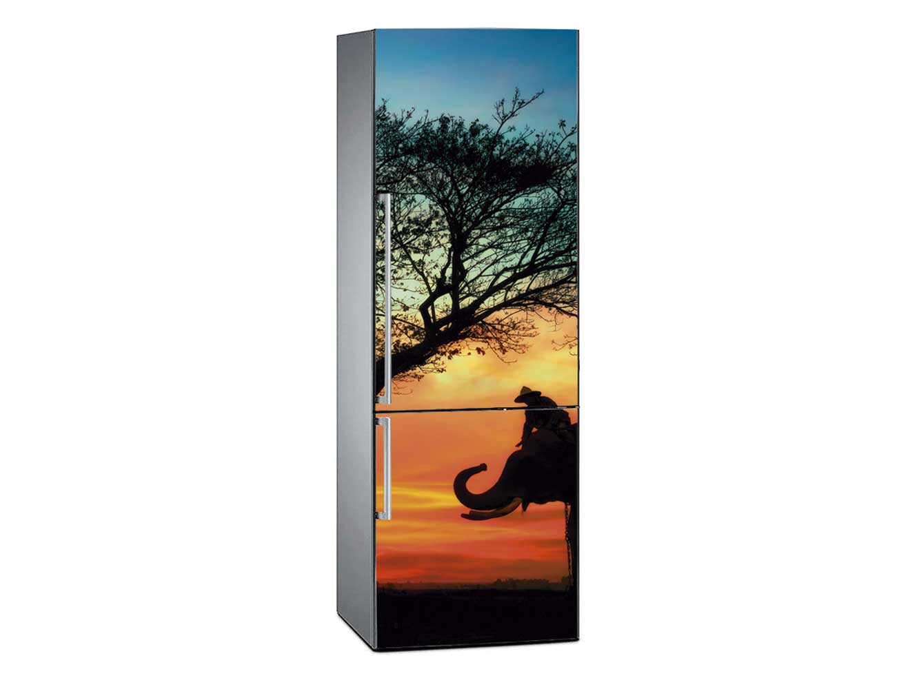 Vinilo Frigorífico Elefantes en la Sabana | Carteles XXL - Impresión carteleria publicitaria