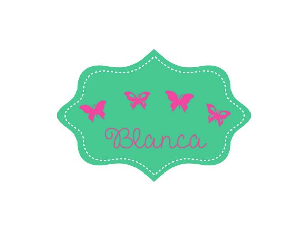 Vinilo Infantil Etiqueta Verde Mariposas Personalizado | Carteles XXL - Impresión carteleria publicitaria