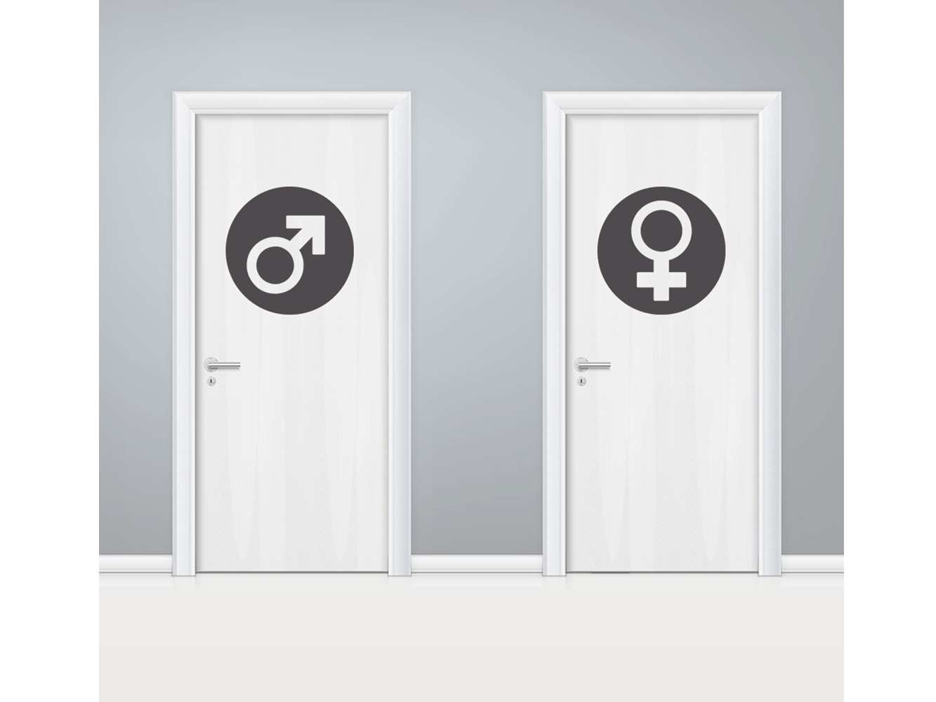 Vinilo Puerta WC Circulos Masculino y Femenino | Carteles XXL - Impresión carteleria publicitaria